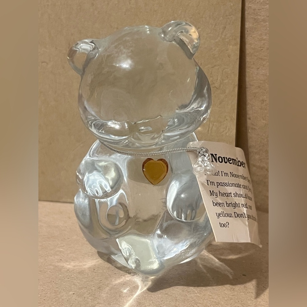 Fenton Glass November Birthday Bear EUC figurine